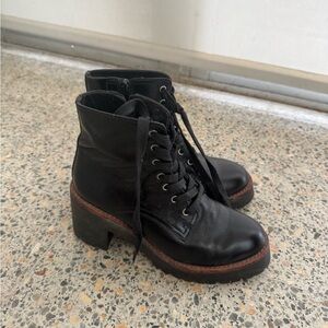 Jeffrey Campbell Black Lace-Up Heeled Boots